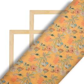 Buy Mustard Yellow Paint Brush Floral Georgette Online in Surat